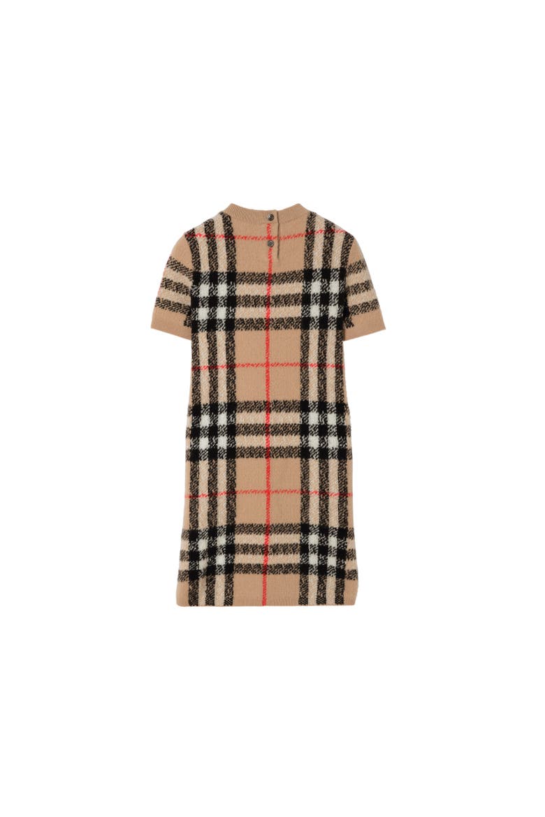 Check Wool Cashmere Dress, Alternate, color, Archive beige