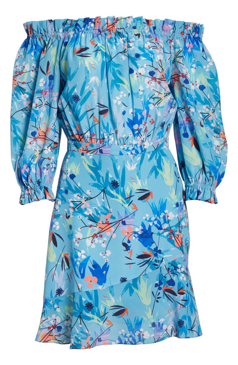 SALONI Grace Off the Shoulder Silk Dress, Alternate, color, 