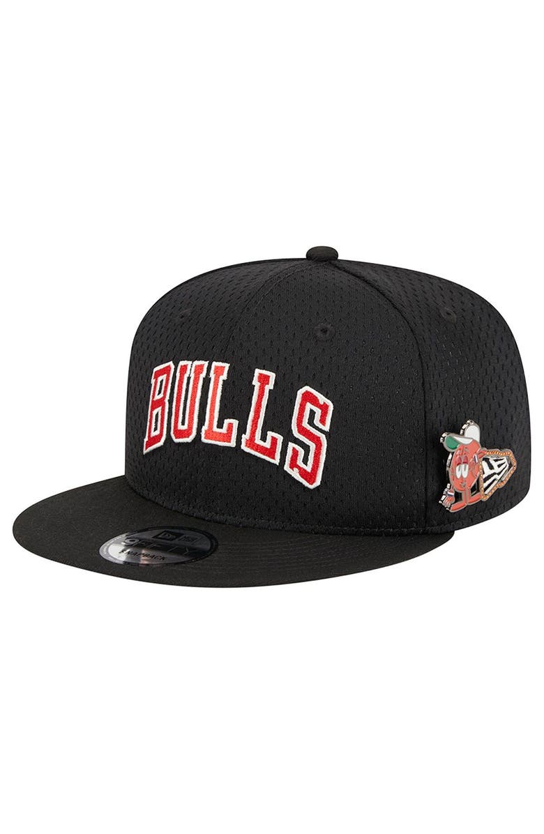 New Era Men's New Era Black Chicago Bulls Post-Up Pin Mesh 9FIFTY Snapback Hat, Main, color, Black