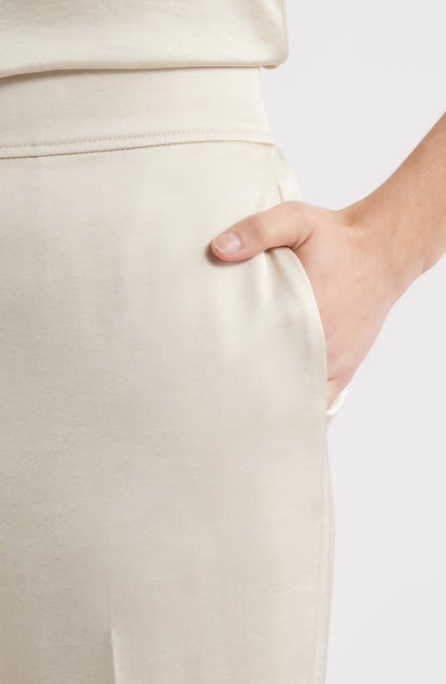 Anne Klein High Waist Pull-on Wide Leg Pants In Light Parchment