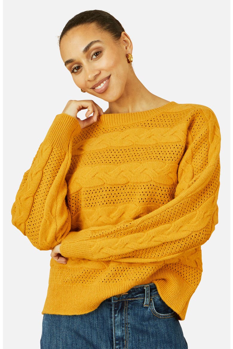 Cable Knit Relaxed Fit Jumper, Main, color, Mustard