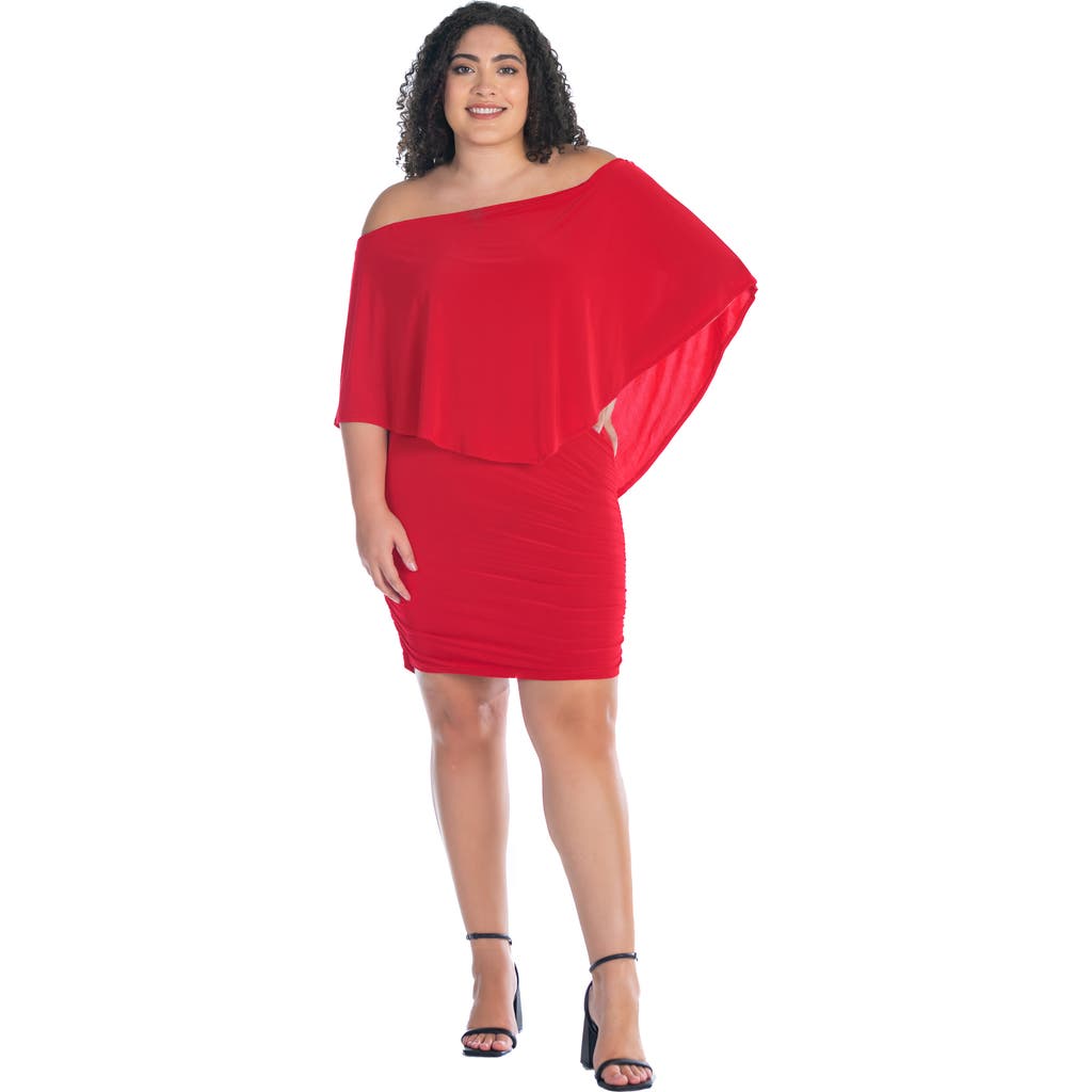 24seven Comfort Apparel Convertible Bodycon Mini Dress Ruffled Sleeve In White