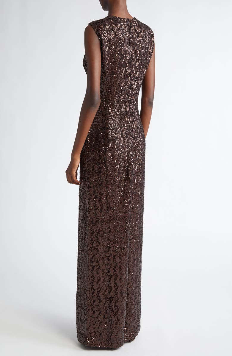 Michael Kors Collection Sequin Sleeveless Column Gown, Alternate, color, Chocolate