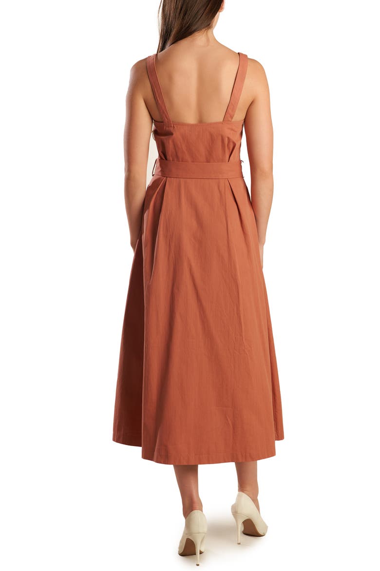 Cotton Sleeveless Midi Dress, Alternate, color, RUST