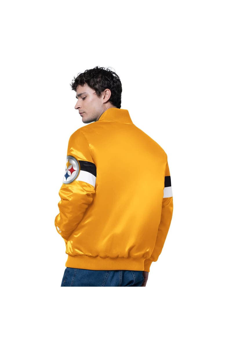 STARTER Men's Starter Gold Pittsburgh Steelers Triple Option Full-Snap Varsity Jacket, Alternate, color, Gold