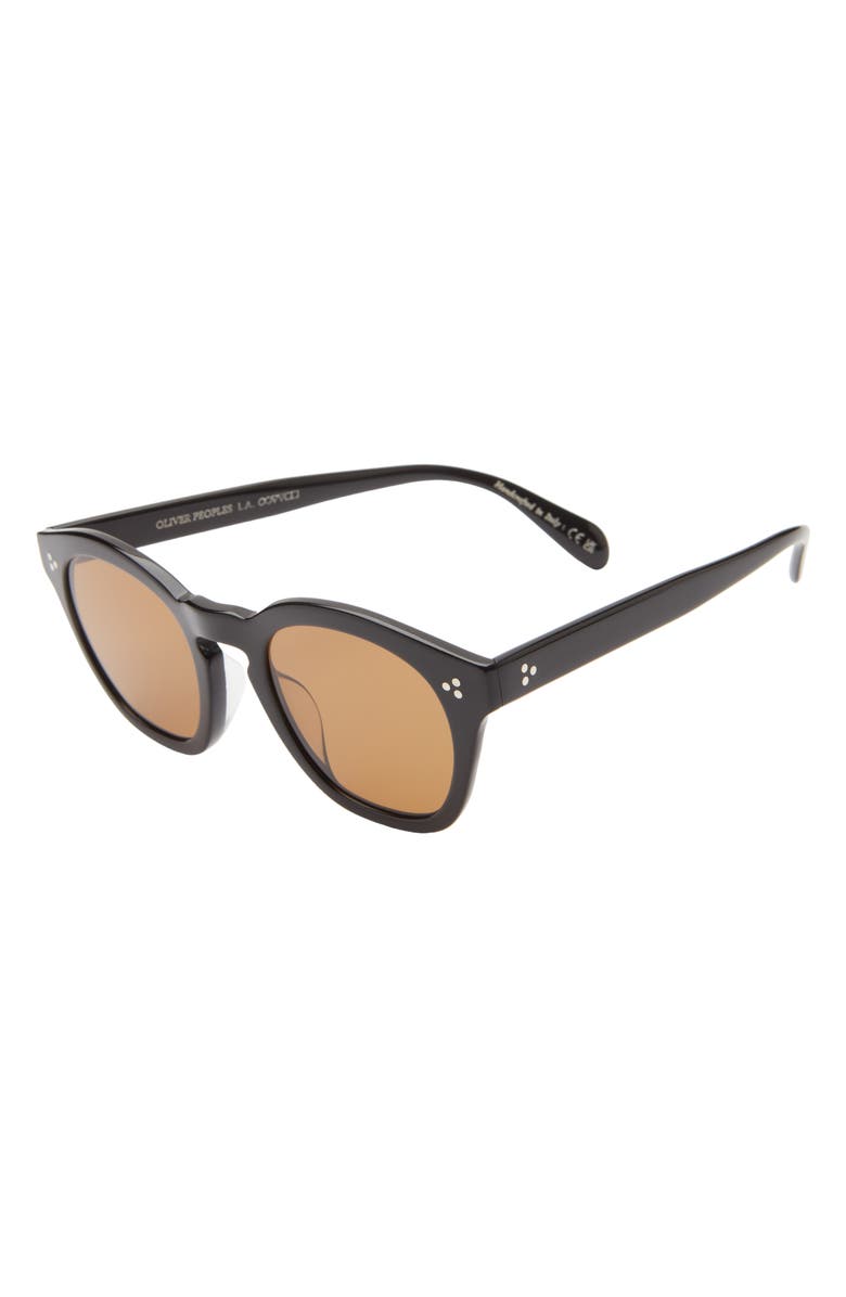 Oliver Peoples Boudreau La 48mm Round Sunglasses, Alternate, color, Black