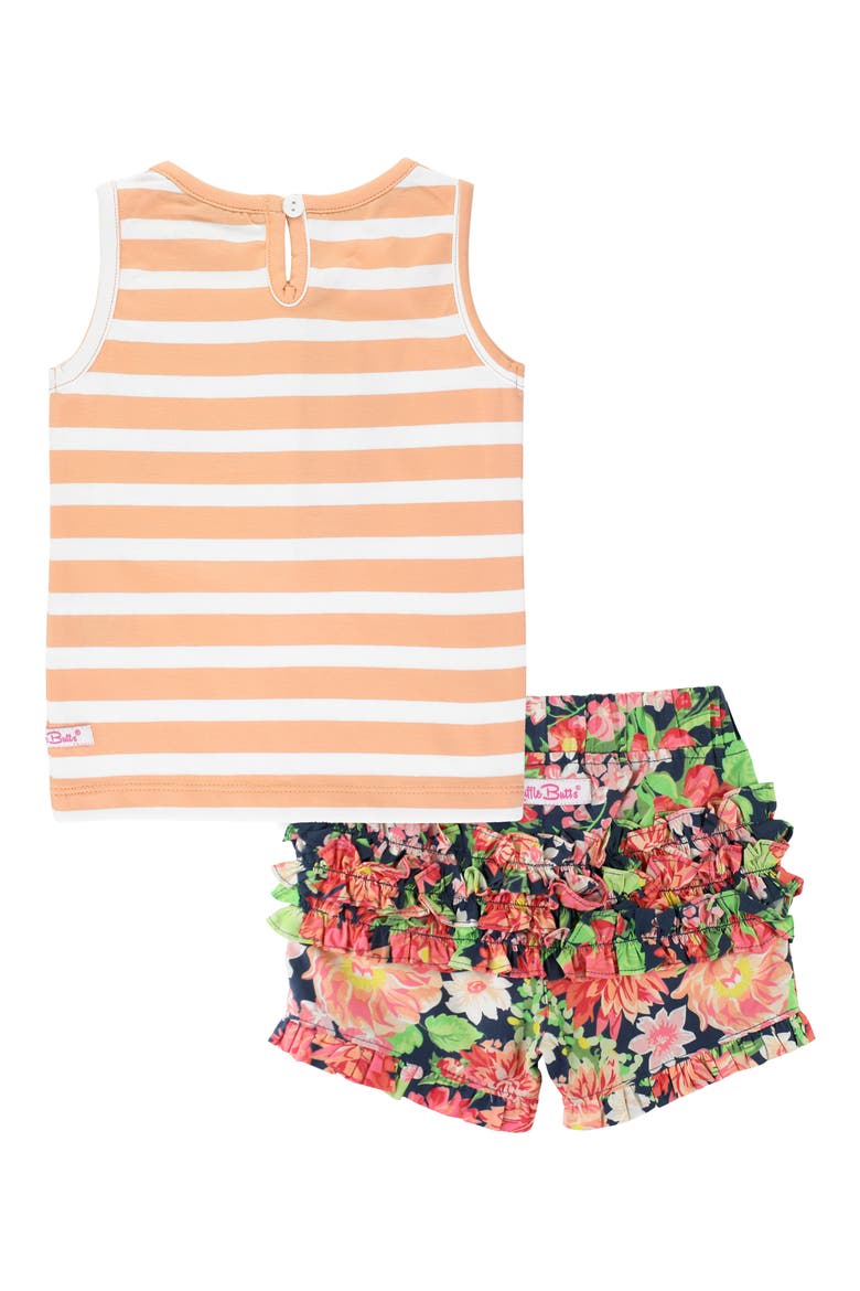Stripe & Floral Tank & Ruffle Shorts Set, Alternate, color, PEACH STRIPE