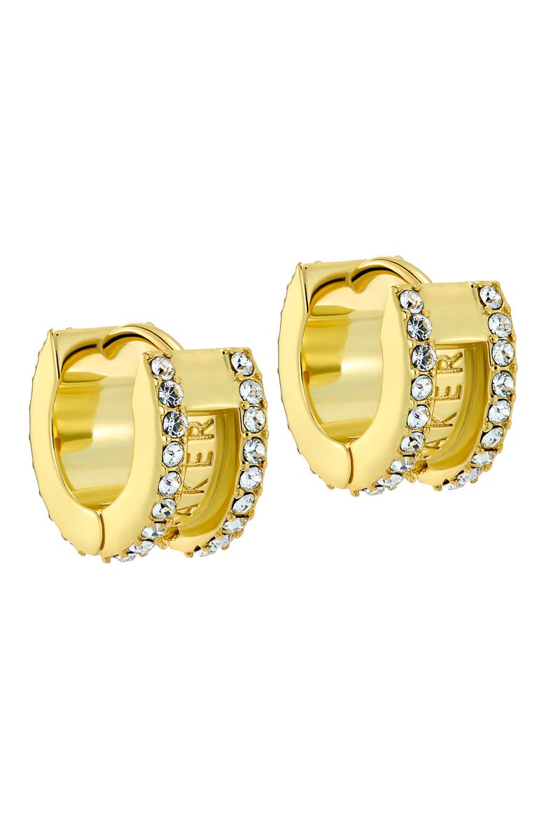 Rosie Crystal Roll Huggie Hoop Earrings, Alternate, color, GOLD TONE/ CLEAR CRYSTAL