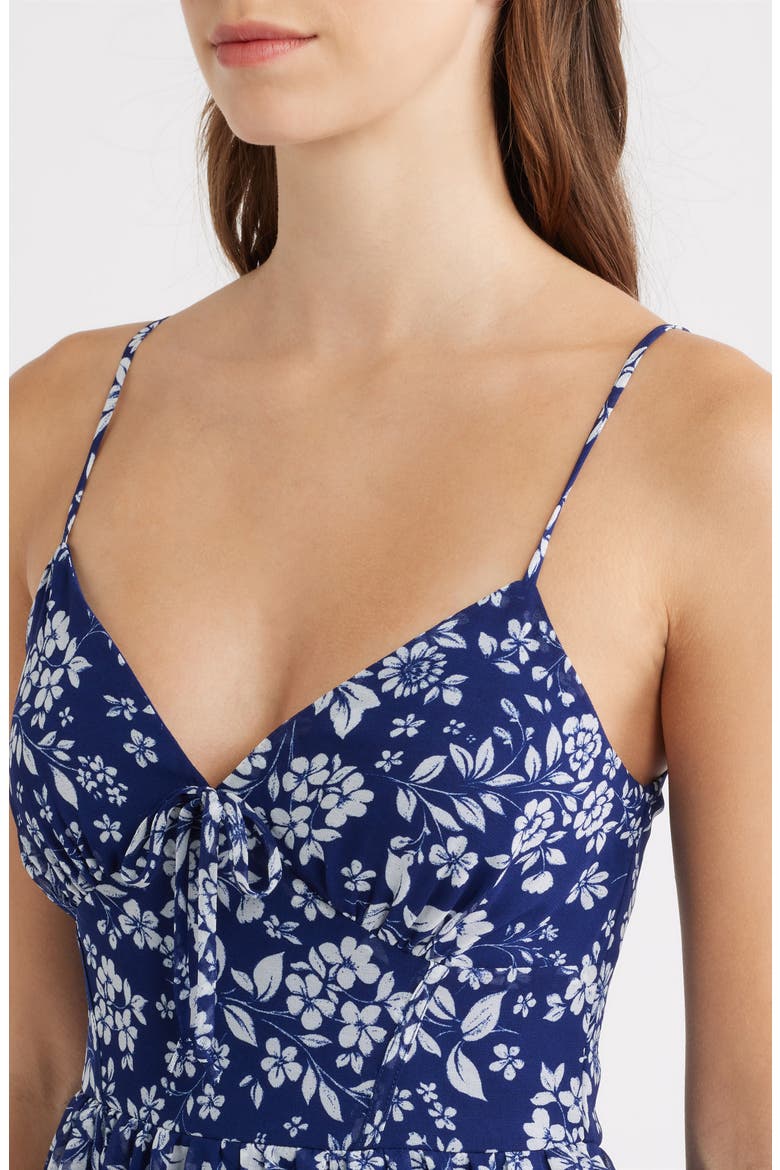 Floral Tiered Midi Dress, Alternate, color, NAVY