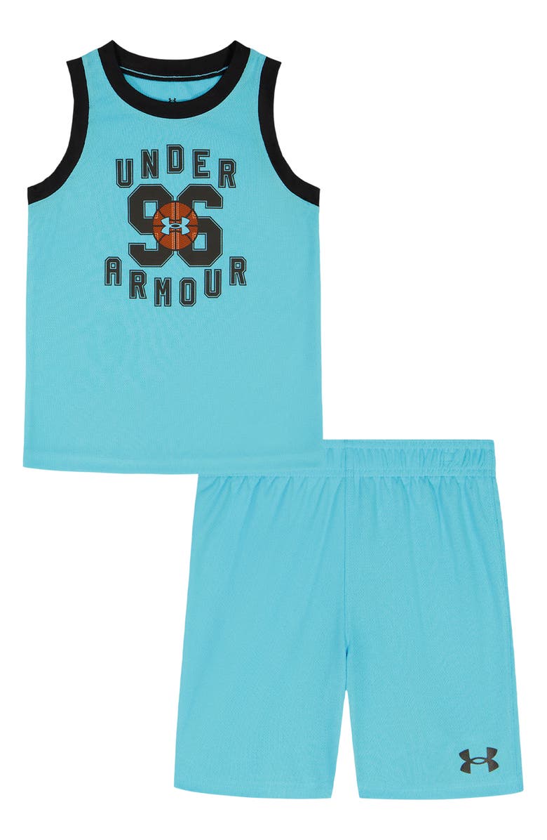 Under Armour Basketball Jersey Tank & Shorts Set, Main, color, Fresco Blue