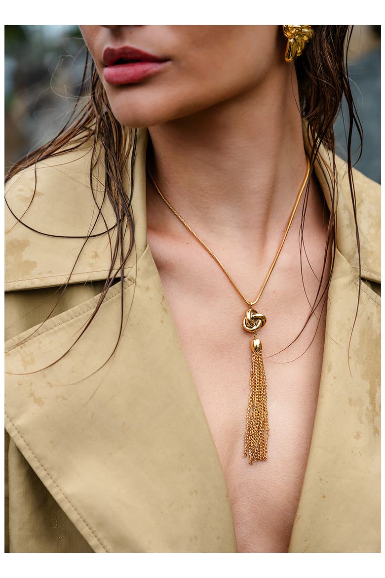 Tassel Knot Pendant Necklace, Alternate, color, 14K GOLD