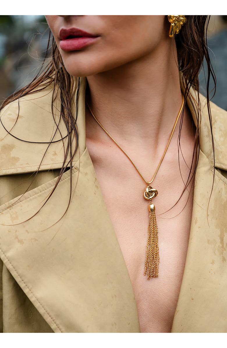 CHRISTINA CARUSO Tassel Knot Pendant Necklace, Alternate, color, 14K Gold