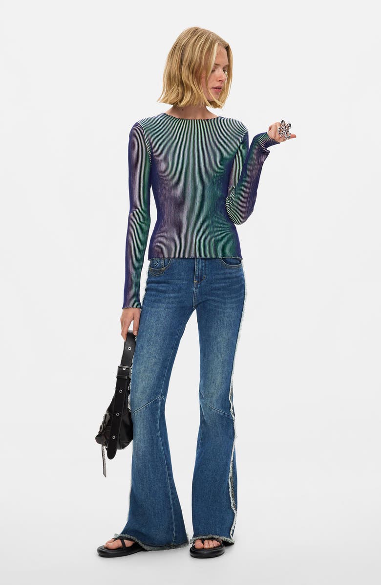 Desigual Gradient Rib Sweater, Alternate, color, Blue