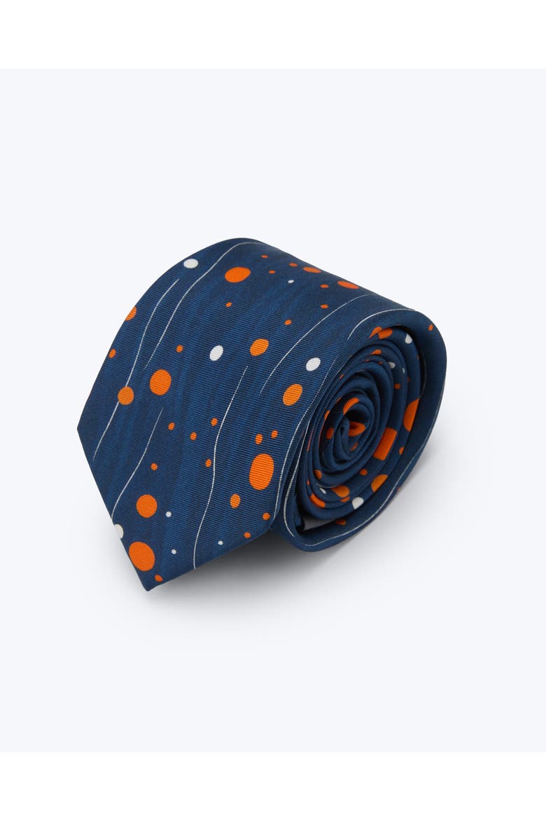 Constellation Dots Printed Silk Tie, Main, color, Blue