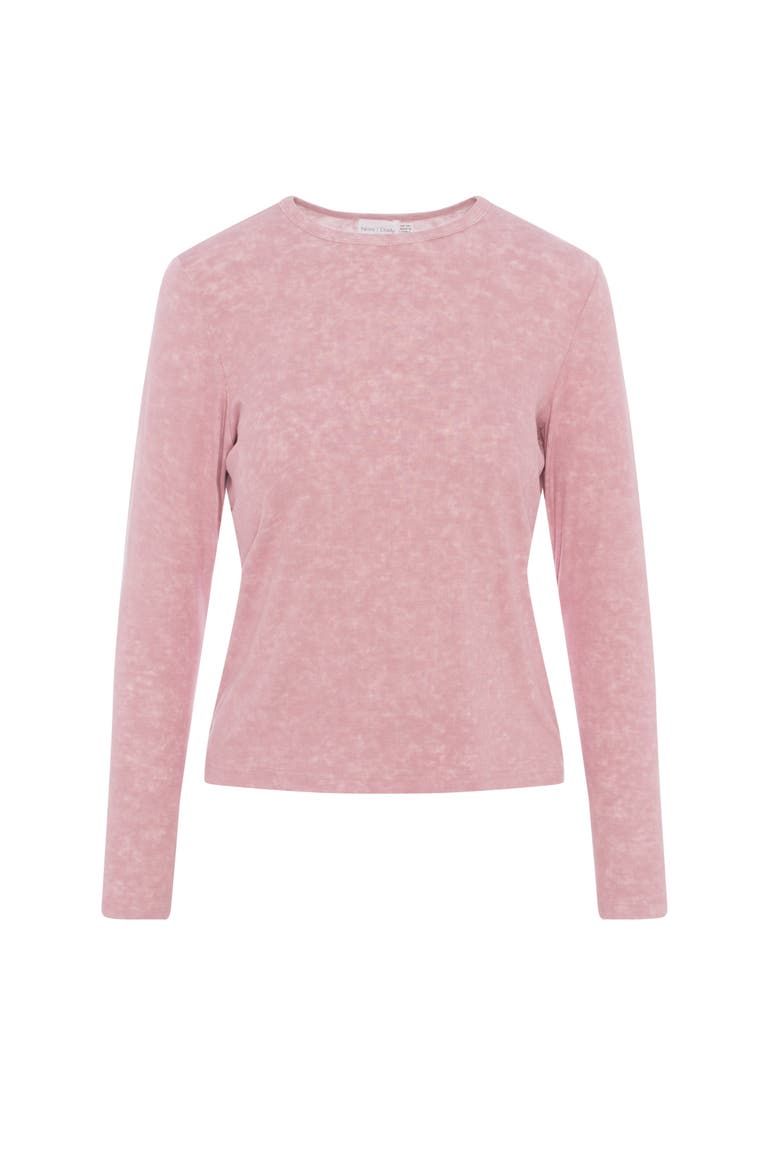 Distressed Washed Crew Neck Long Sleeve Top, Main, color, Pink
