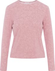 Noni Daily Distressed Washed Crew Neck Long Sleeve Top