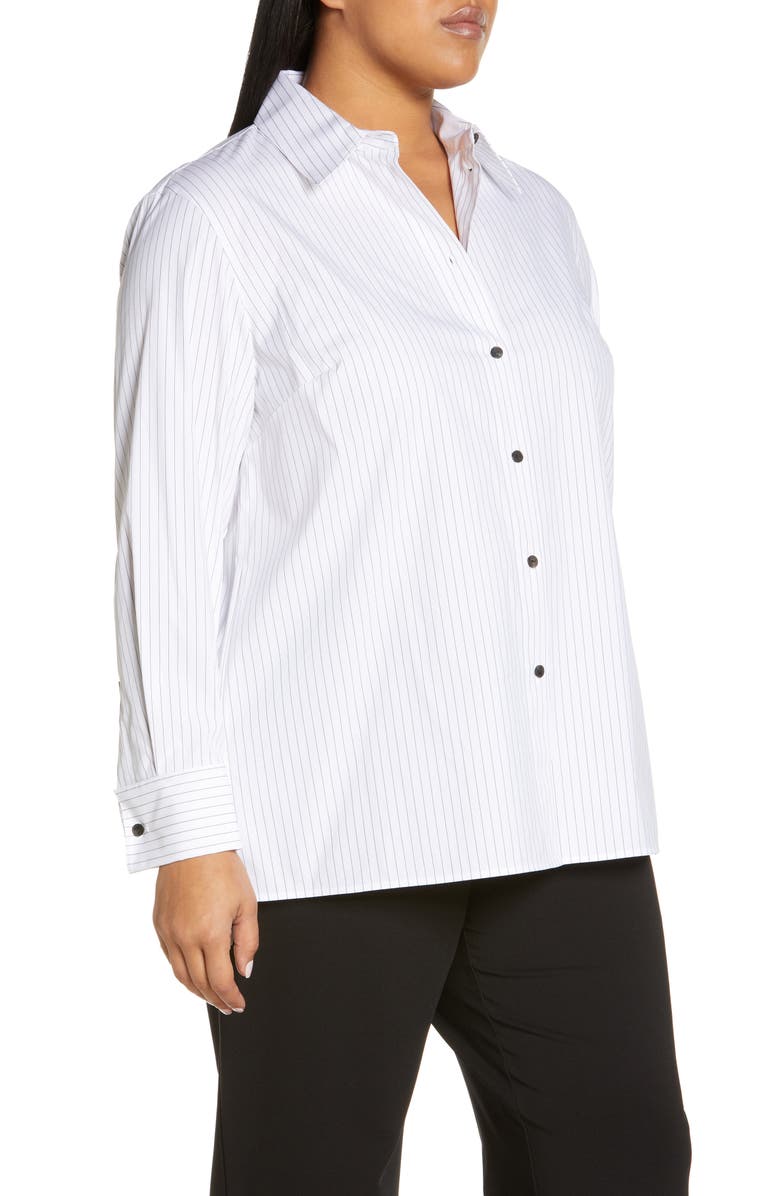 Lafayette 148 New York Greyson Stripe Button-Up Blouse, Alternate, color,