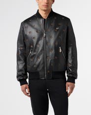 PHILIPP PLEIN Embroidered Nappa Leather Bomber Monogram Monogram Men