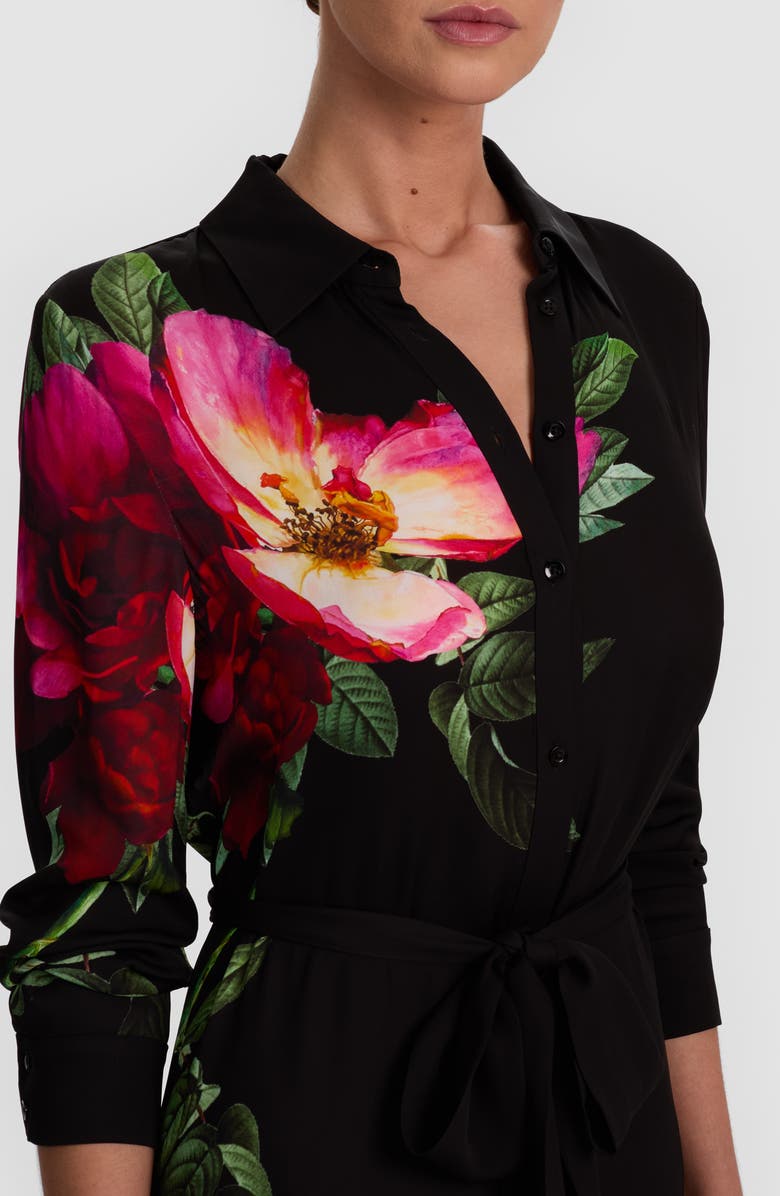 Alice + Olivia Chassidy Long Sleeve Floral Maxi Shirtdress, Alternate, color, 