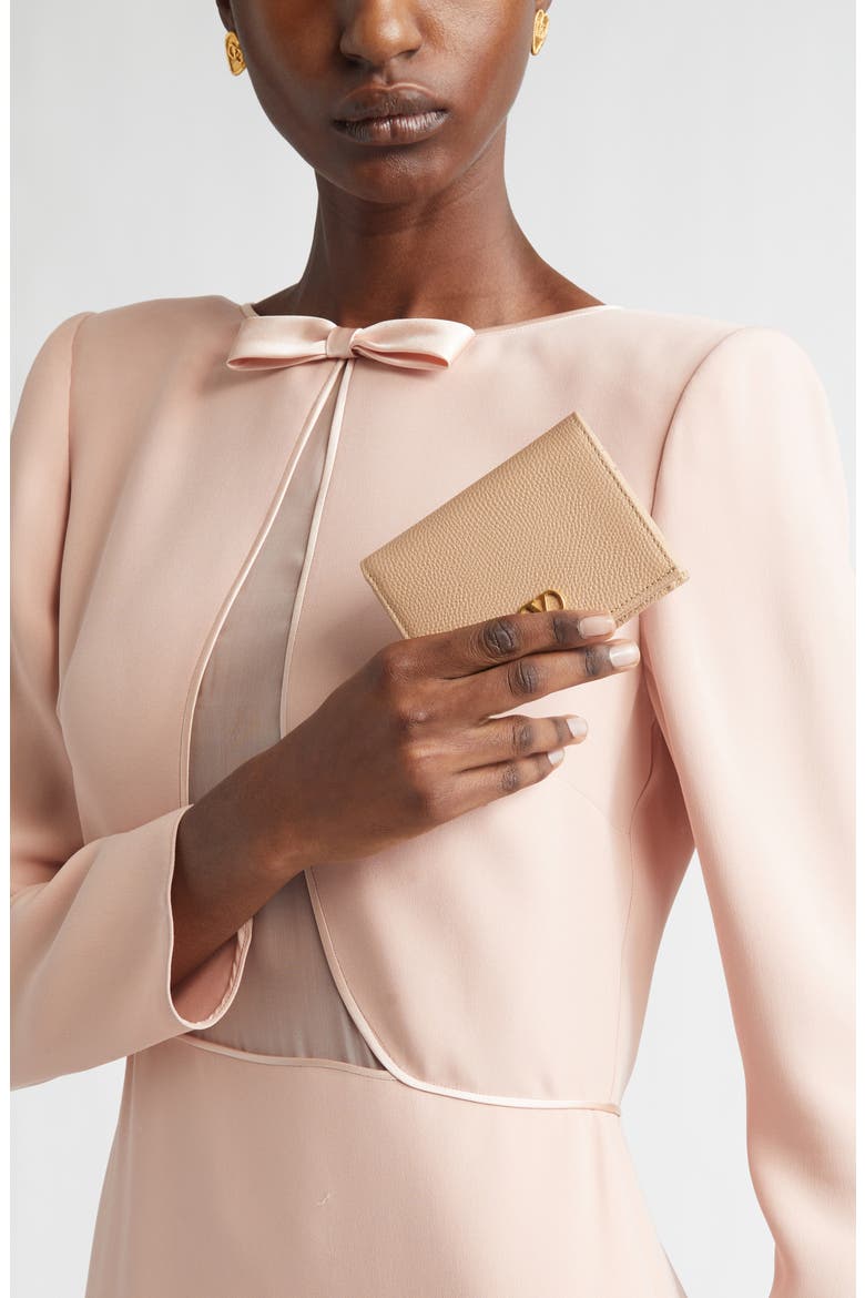 VLOGO Signature Leather Wallet, Alternate, color, ROSE SAND