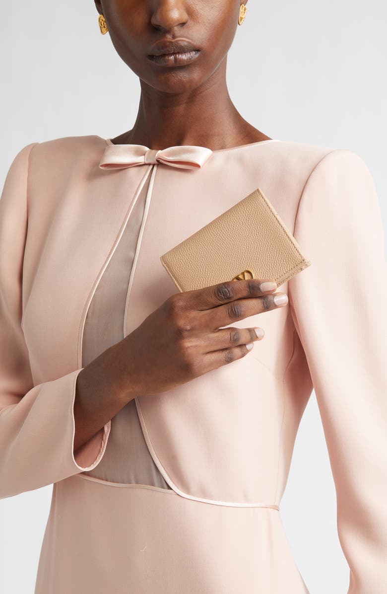 Valentino Garavani VLOGO Signature Leather Wallet, Alternate, color, Rose Sand