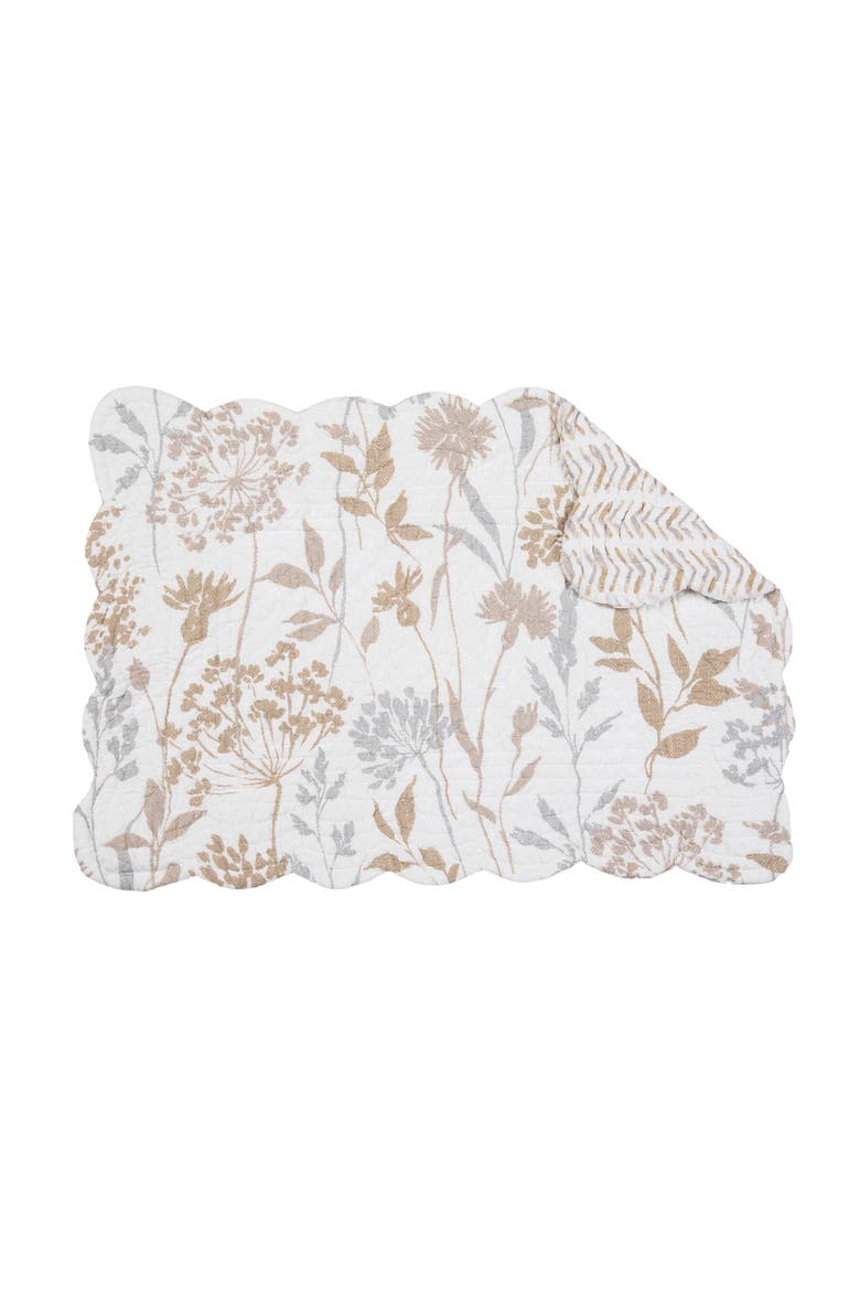 Carmella Fields 100% Cotton Quilted Set of 6 Placemats 13" x 19", Alternate, color, Beige