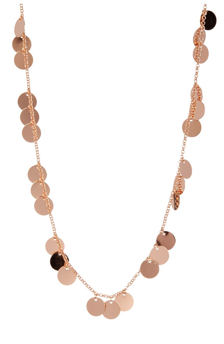 RIVKA FRIEDMAN 18K Rose Gold Clad Satin Disc Necklace, Main, color, 