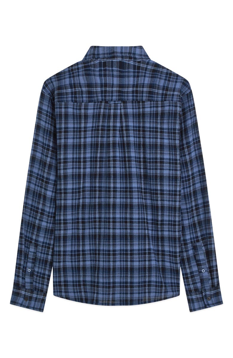 Scotch & Soda Lightweight Plaid Cotton Flannel Button-Up Shirt, Alternate, color, Pageant Blue Check