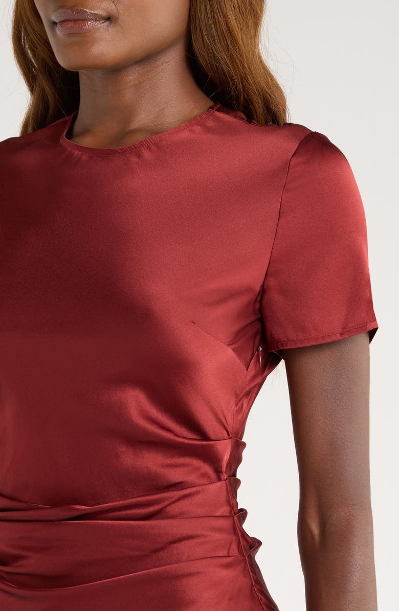 STAUD Marcel Stretch Silk Midi Dress, Alternate, color, Sangria