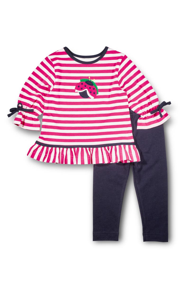 Florence Eiseman Knit Set With Ladybug, Main, color, Pink, White, Navy