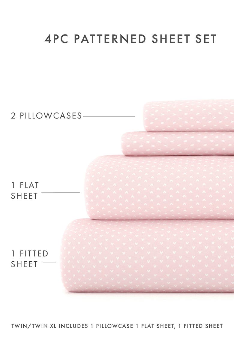 HOMESPUN Premium Ultra Soft My Heart Pattern 4-Piece Bed Sheet Set, Alternate, color, Pink