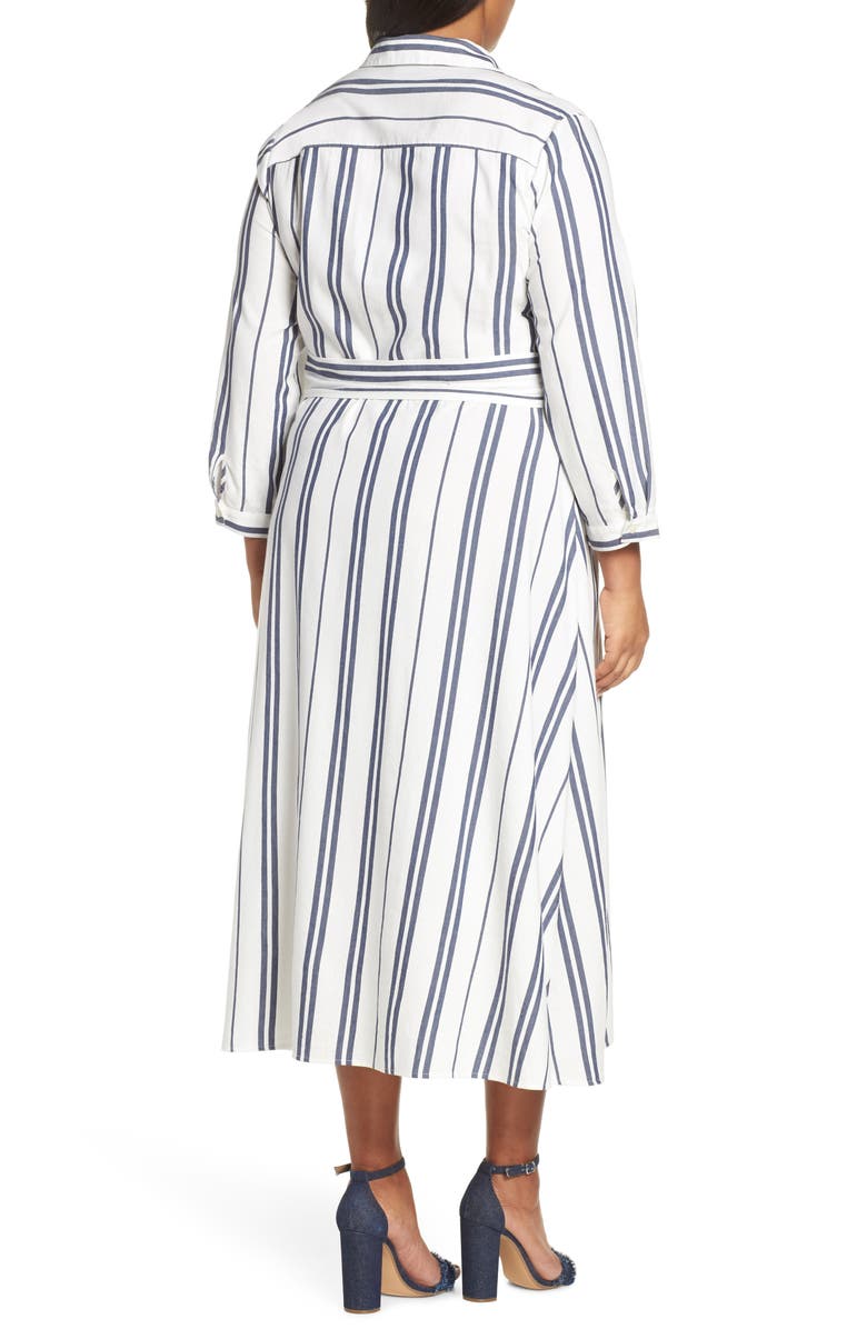 Vince Camuto Valiant Stripe Midi Shirtdress, Alternate, color,