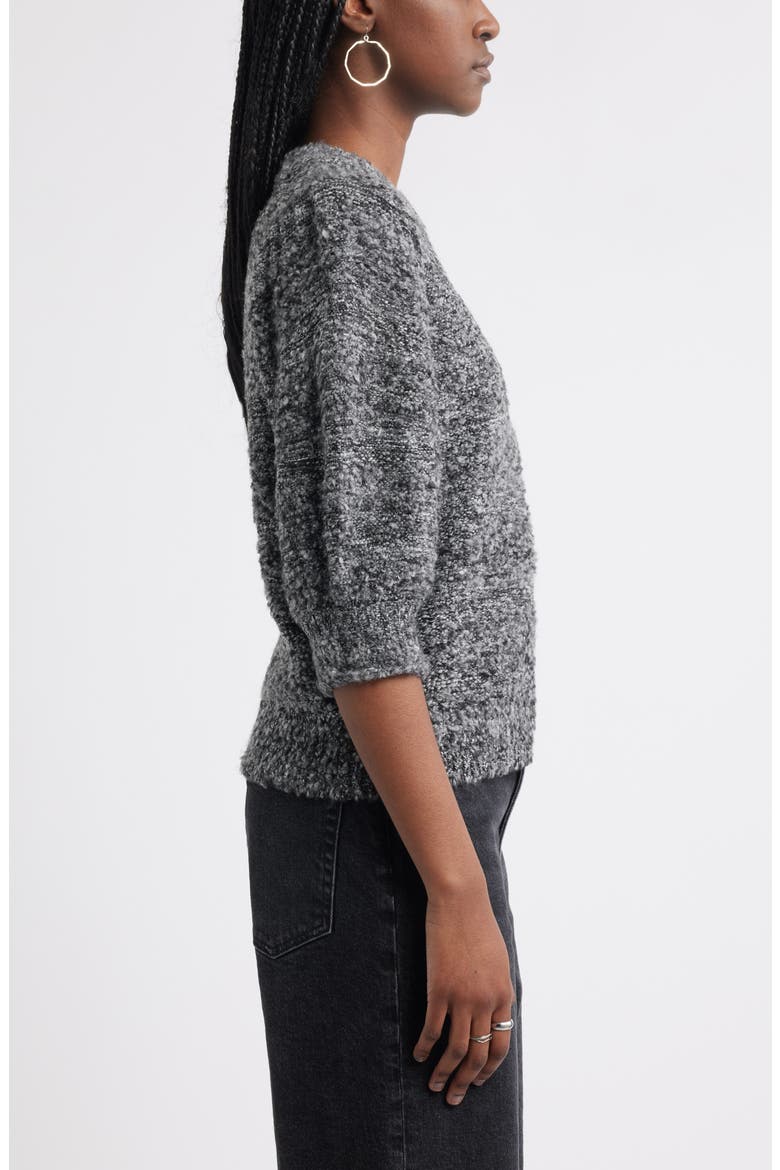 Elbow Sleeve Marled Sweater, Alternate, color, GREY DARK CHARCOAL