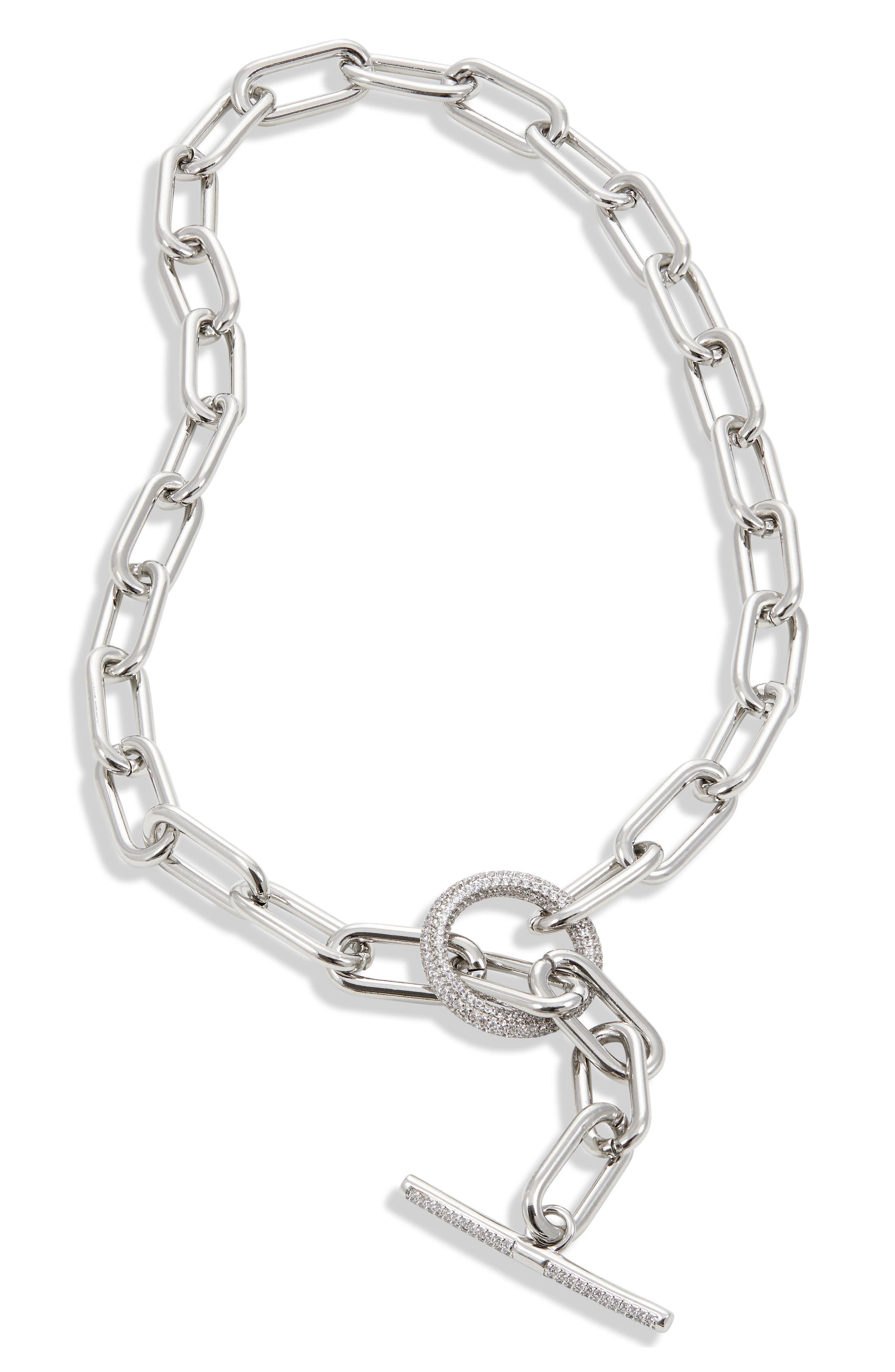 Pav Toggle Link Necklace