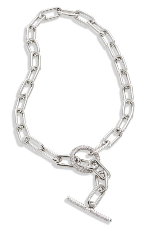 Pav Toggle Link Necklace