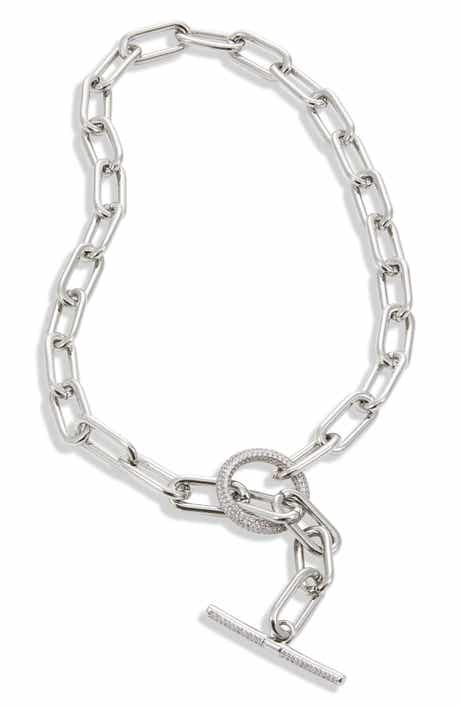 Pav Toggle Link Necklace