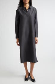 Paloma Wool Espon Long Sleeve Wool & Silk Midi Shirtdress