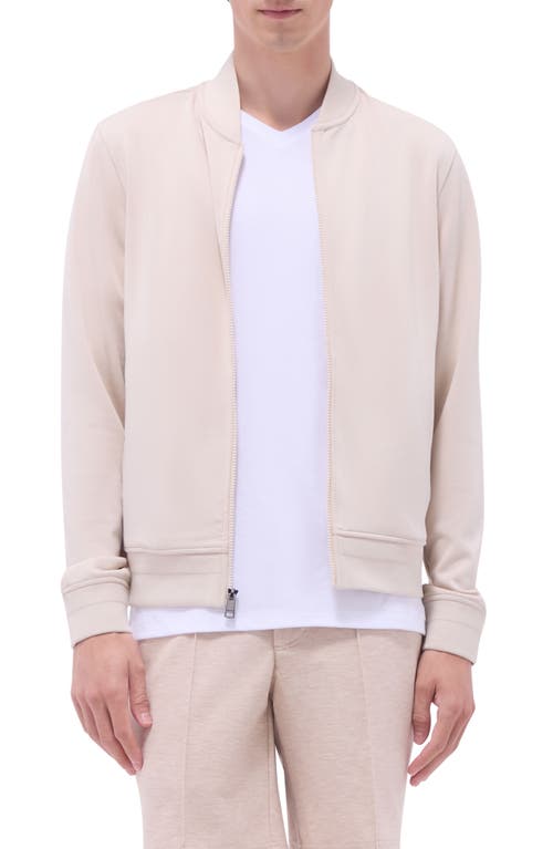 Bugatchi Soft Touch Knit Bomber Jacket In Almond