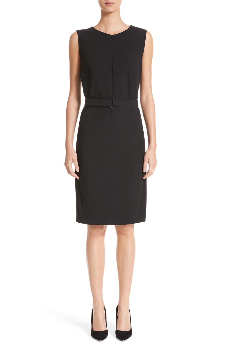 Akris punto Belted Zip Front Wool Dress, Main, color, 