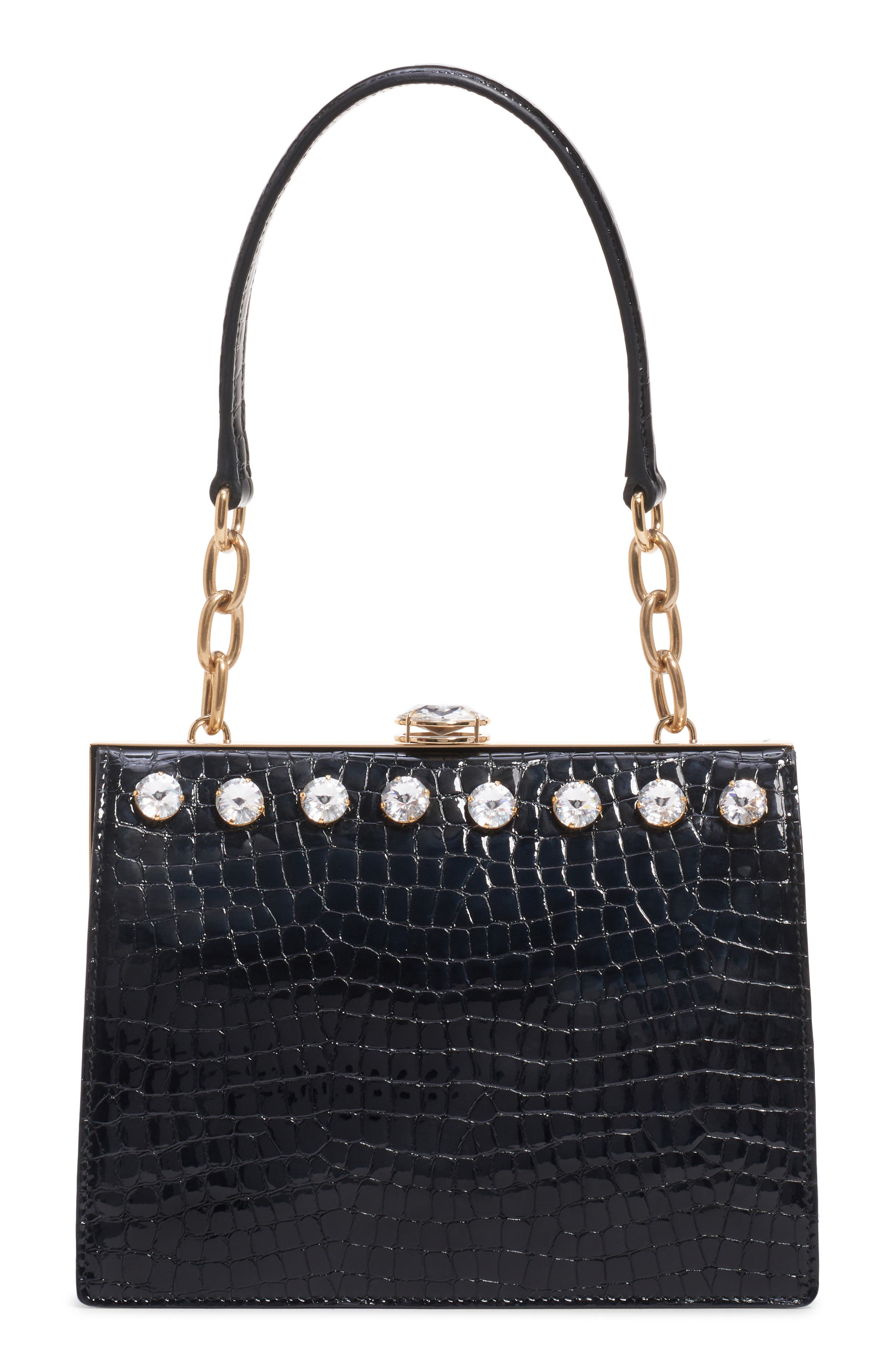 Miu Miu City Lady Croc Embossed Calfskin Leather Shoulder Bag, Main, color, 