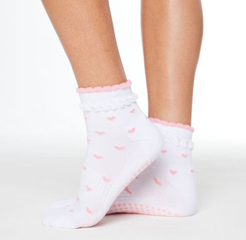Ruffle Hearts Ankle Grip Socks