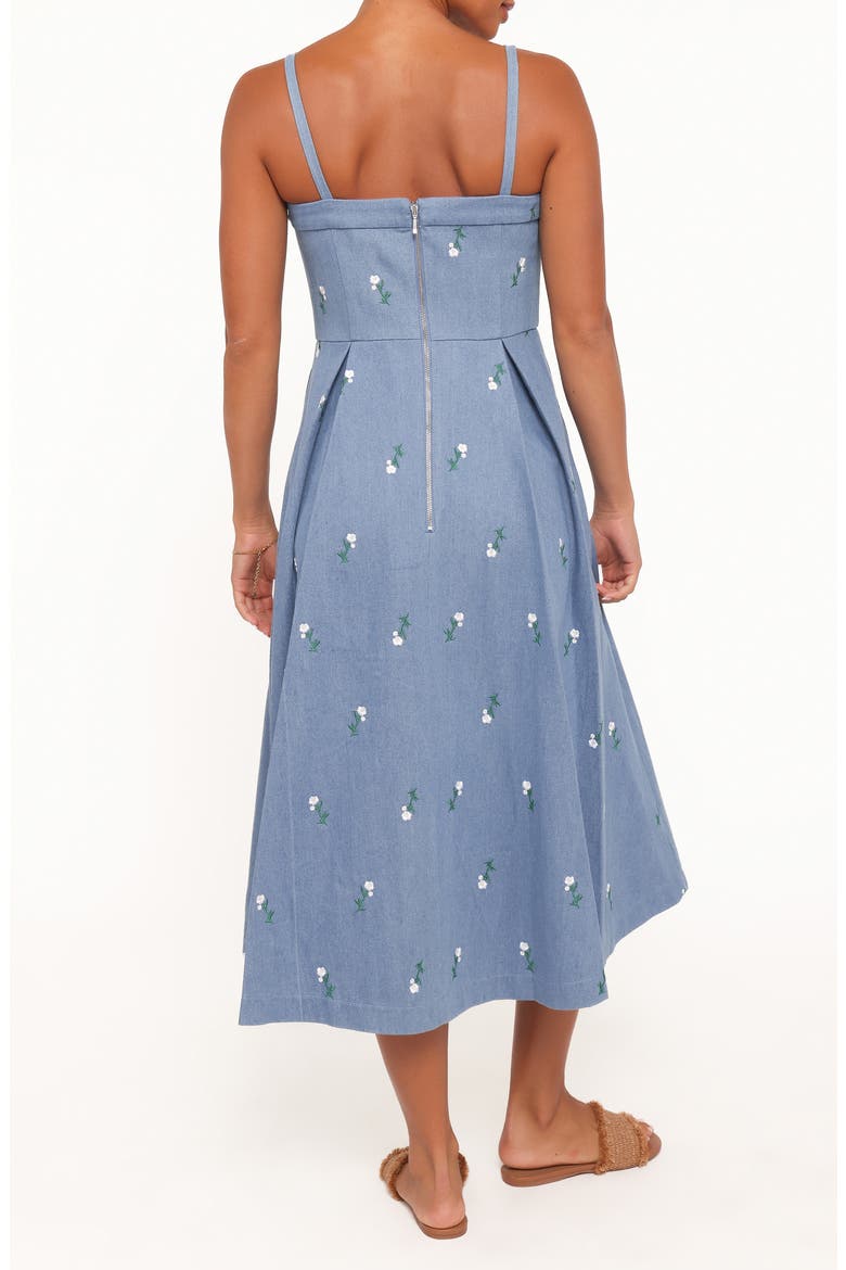 Chelsea Embroidered Midi Dress, Alternate, color, MED DENIM