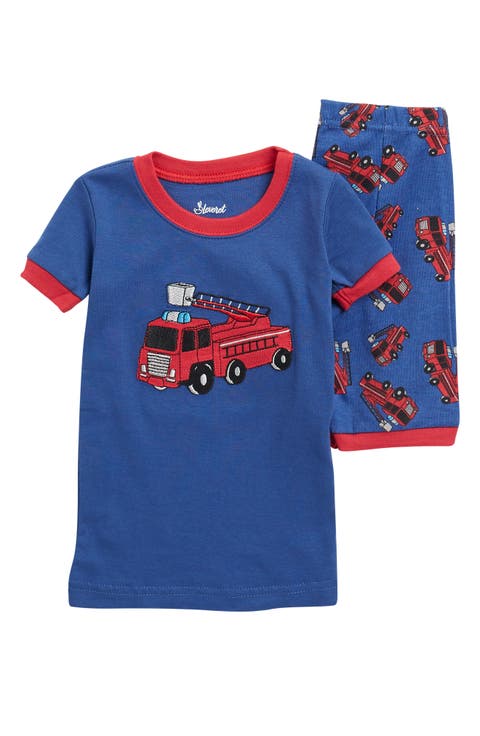 Kids Cotton Two-Piece Short Printed Pajamas, Vehicles & Adventure