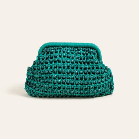 Delhi 100% Raffia Clutch Bag 10 x 6 In