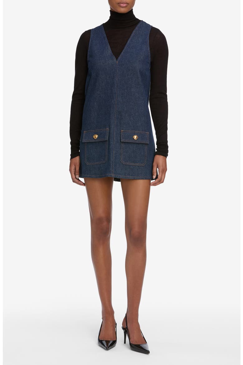 The Pinafore Denim Minidress, Main, color, ALCHEMY