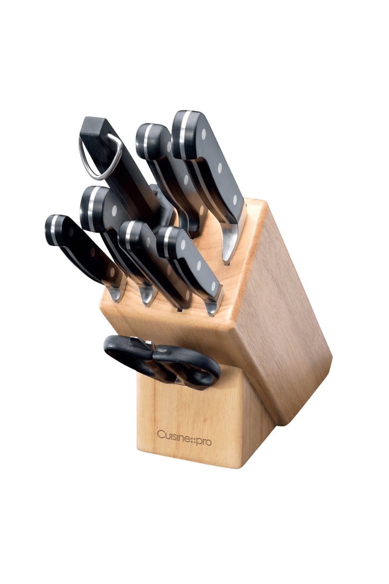 SABRE 9-Piece Knife Block, Main, color, Black