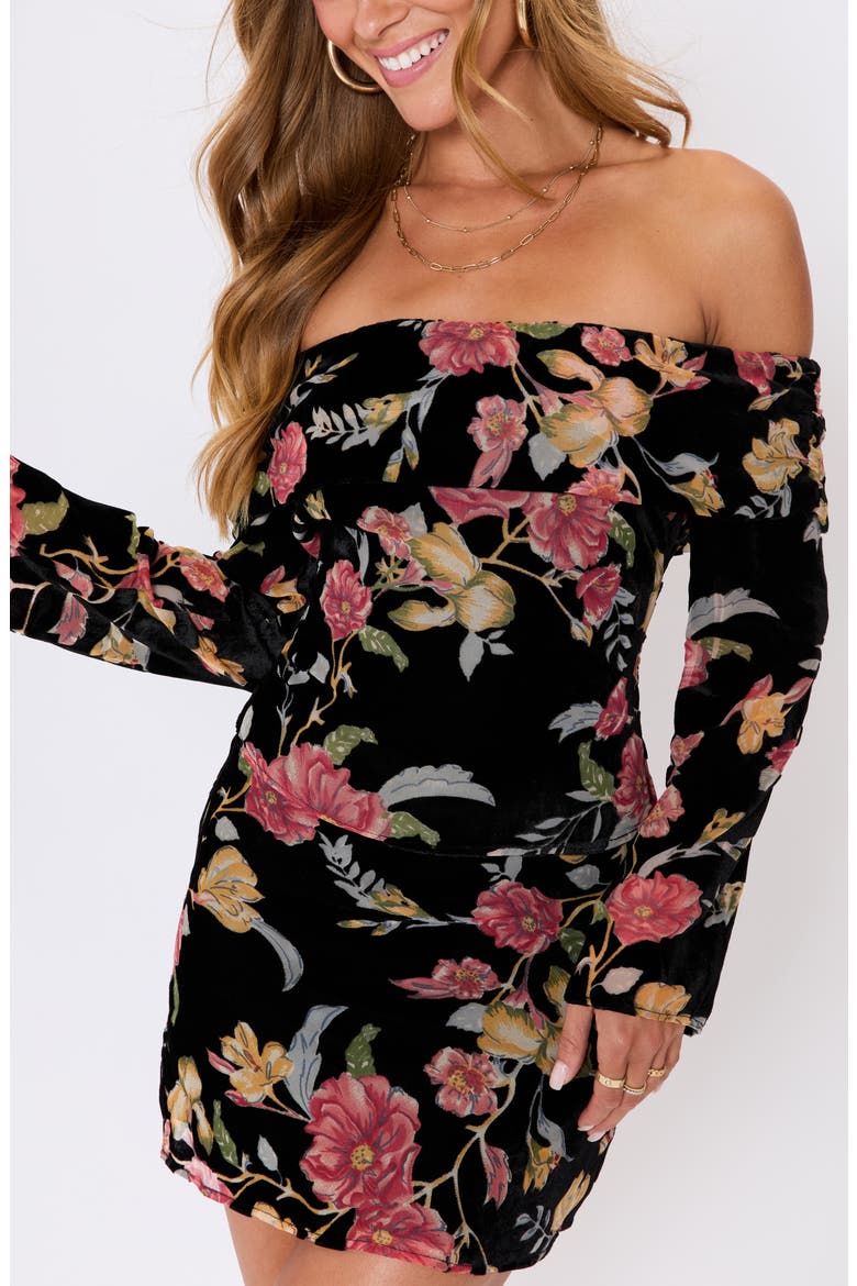 Rowan Floral Off the Shoulder Top, Alternate, color, BLACK FLORAL