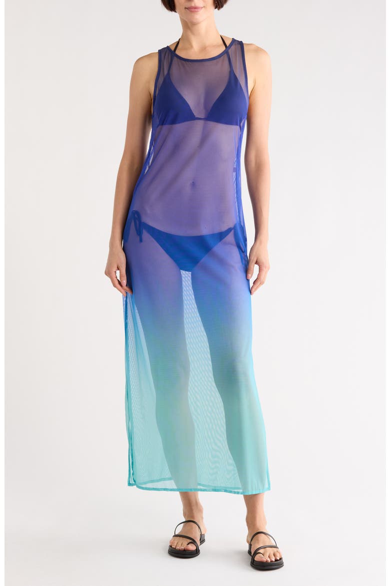 Sunset Spirit Lilia Knit Mesh Cover-Up Dress, Main, color, COBALT