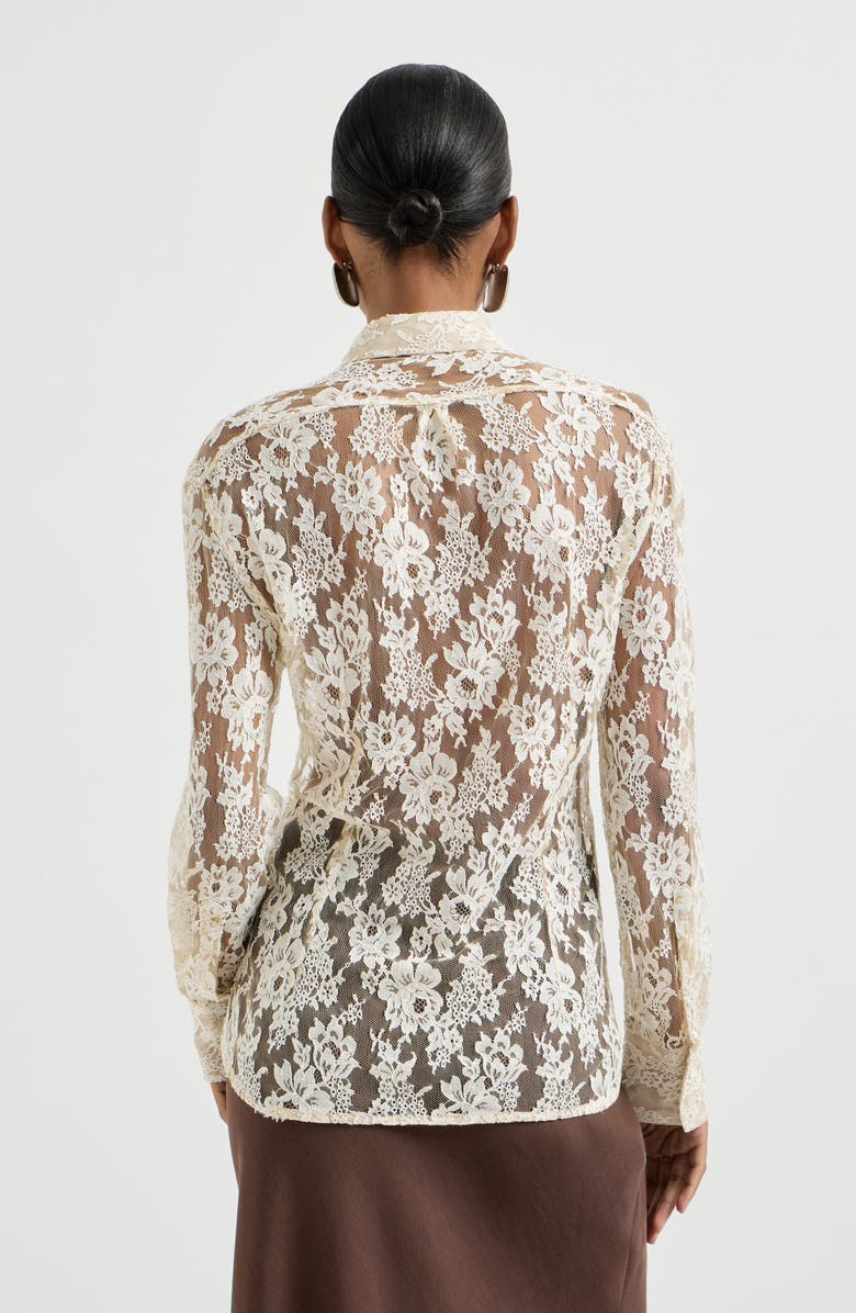 Brunello Cucinelli Flower jacquard lace shirt, Alternate, color, Cream