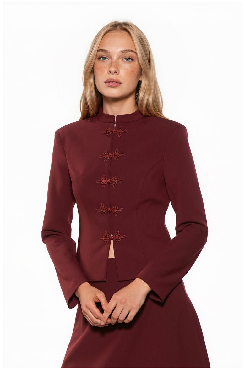 Moira Mandarin Collar Jacket, Alternate, color, BURGUNDY